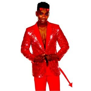 Tipsy Elves Red Devil Costume Sequined Blazer with Horns!  Brand New with Tags